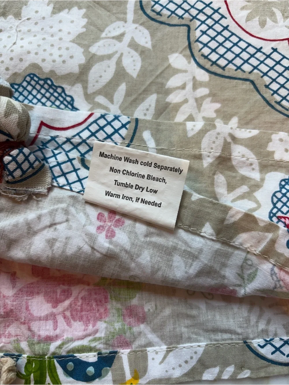Floral Printed Dining Napkin - Beige with Pink & Yellow Floral Accents